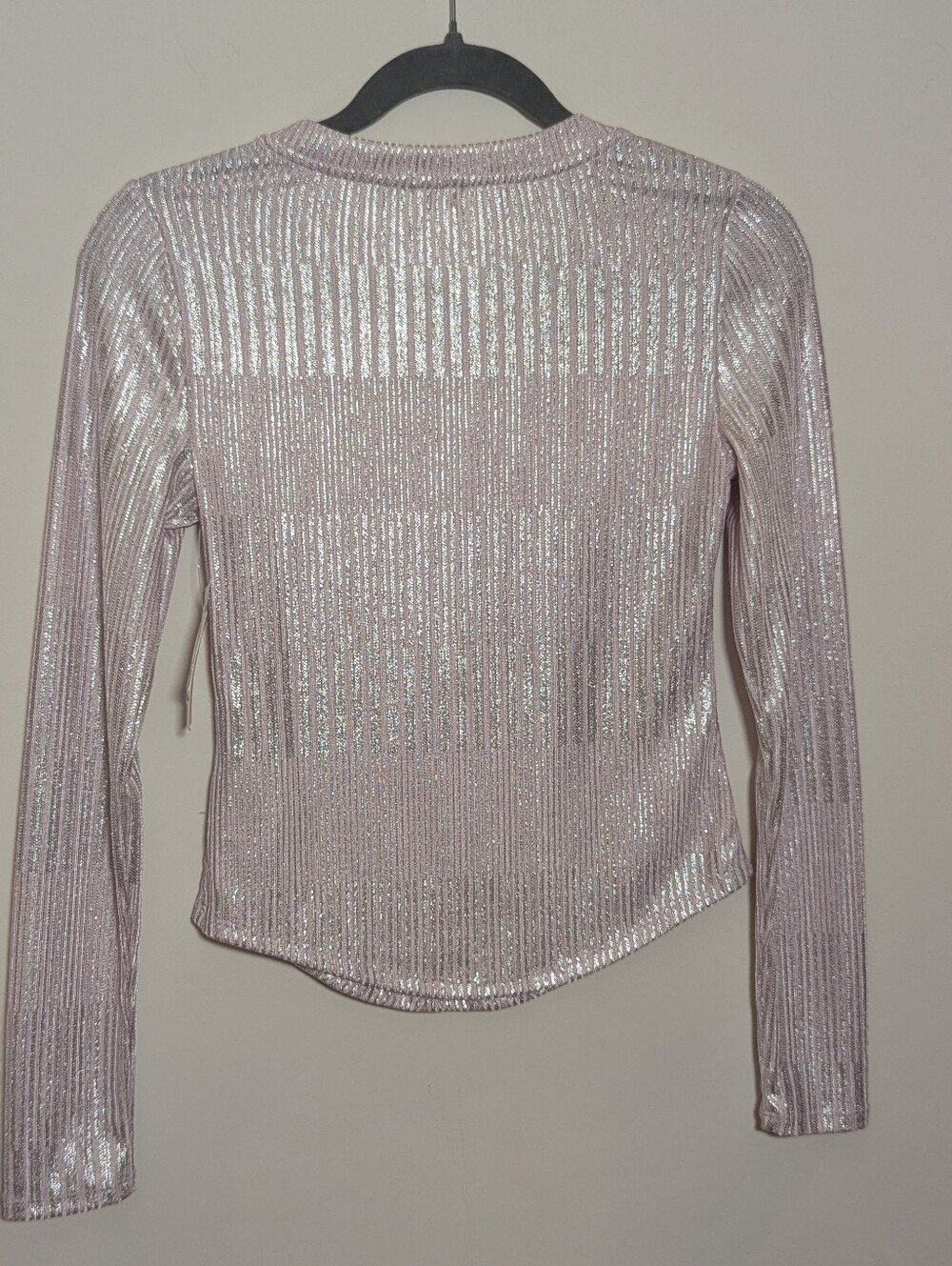 Pilcro by Anthropologie Andie Shimmer Ribbed Henley Top XS Lavender Metallic NWT - Picture 8 of 8
